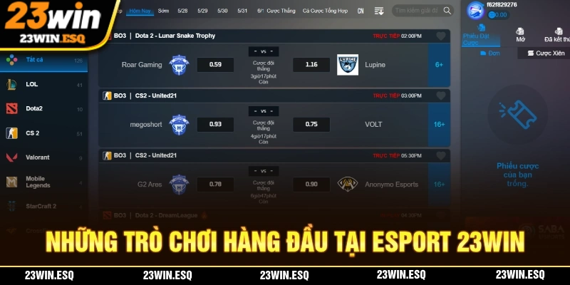 E-Sports 23WIN – Dự Đoán Kèo Thể Thao Điện Tử Đầy Kịch Tính 2 Giới thiệu về những trò chơi ăn khác nhất tại hệ thống E-Sports 23WIN